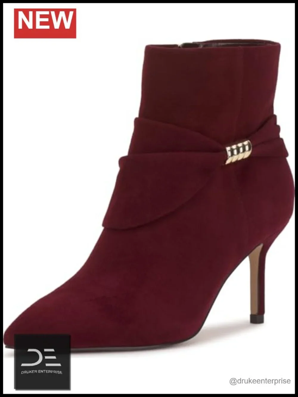 Suede Ankle Booties with Stiletto Heel & Nylon Zipper
